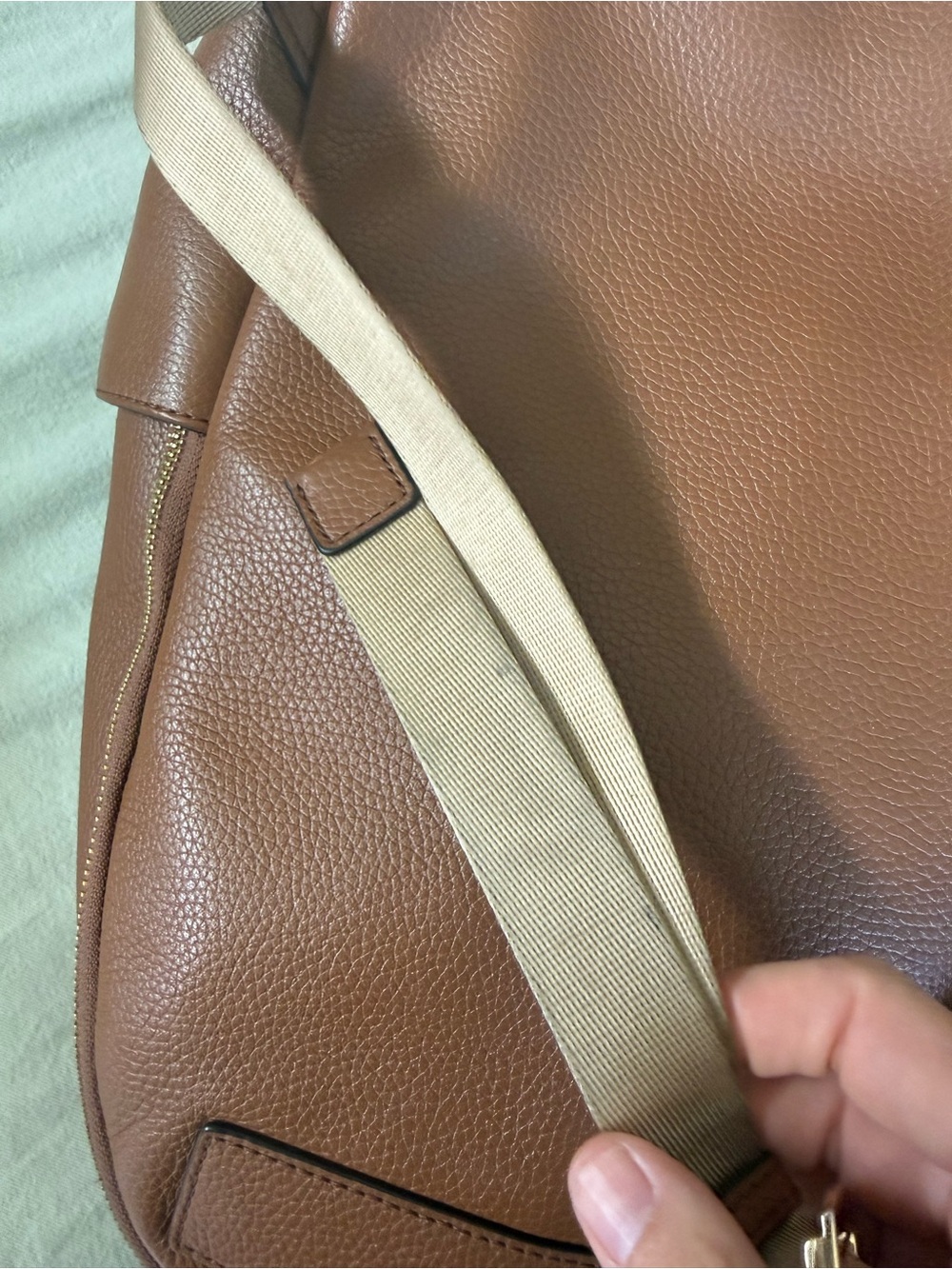 Michael Kors Brown Pebbled Leather Backpack with Gold Logo - Picture 9 of 9